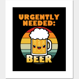 Cute Kawaii Beer Retro Vintage Gift For Beer Lovers Posters and Art